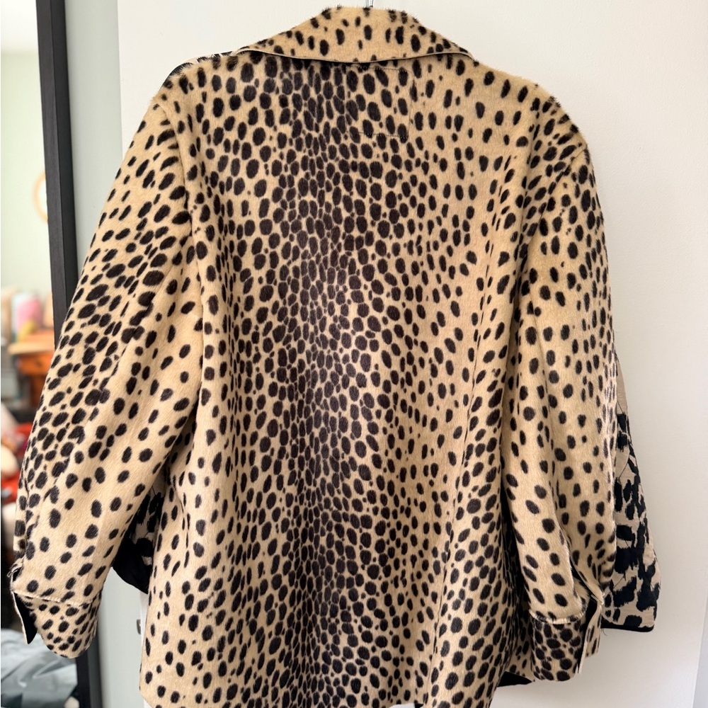 Zara Women's Black and Cream Animal Print Teddy Jacket - Picture 3 of 8
